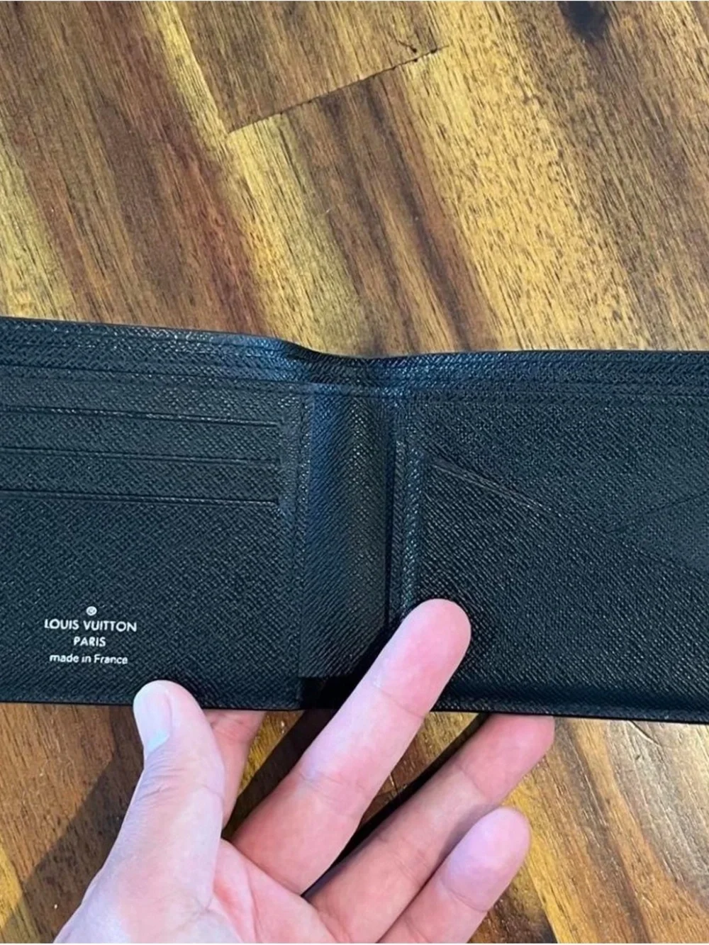 Louis Vuitton Black Epi Leather Bi-Fold Card Wallet